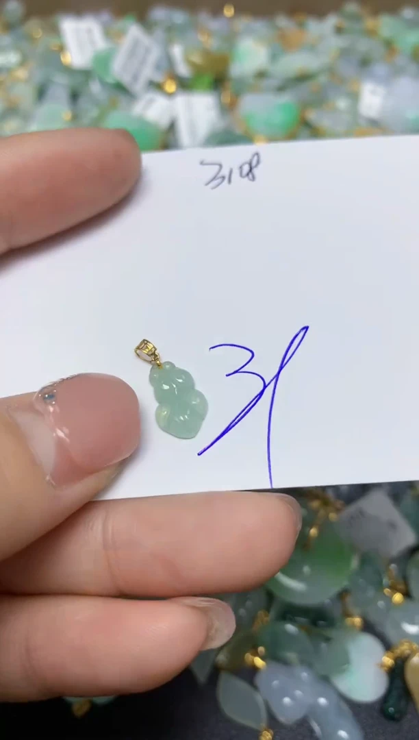 【闪购商品】翡翠挂件18K金镶嵌 天然翡翠A货