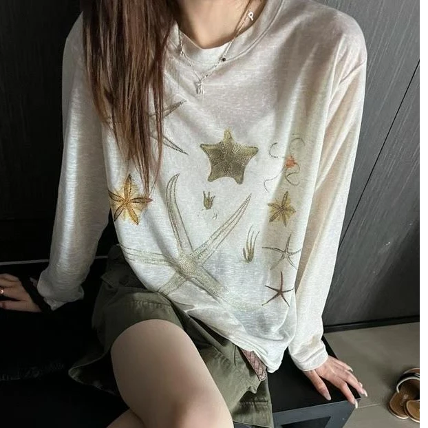 美丽姐的星辰大海防晒衫T恤26088