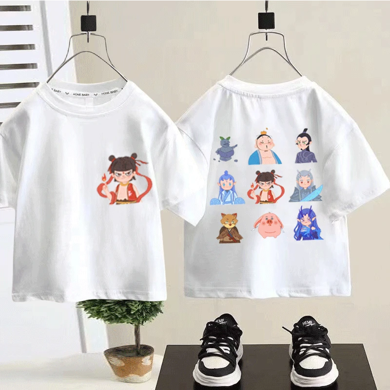 新款纯棉T恤短袖夏季新款男儿童可爱哪吒中小童卡通洋气宝宝半袖t