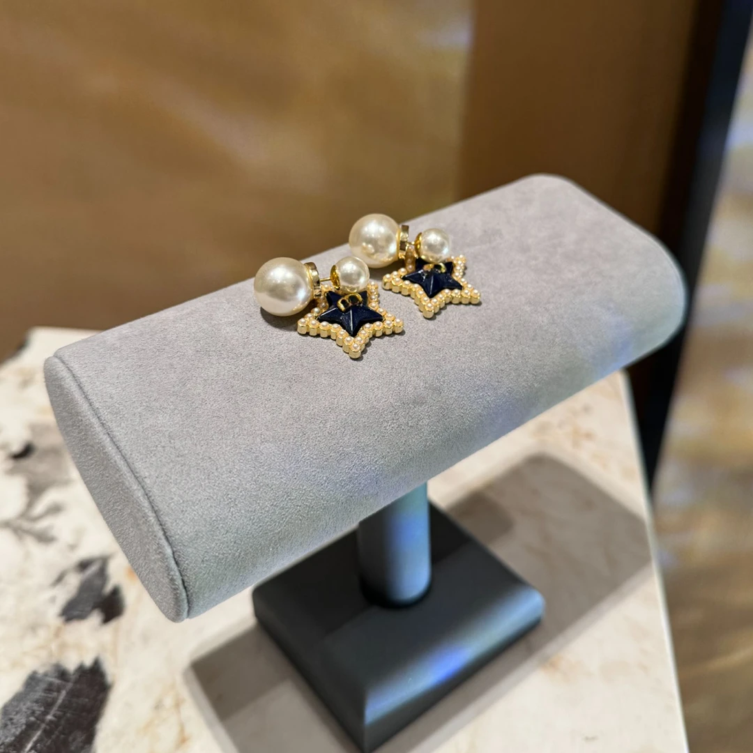 铜合金仿珍珠耳饰 时尚百搭五角星耳环 P0868