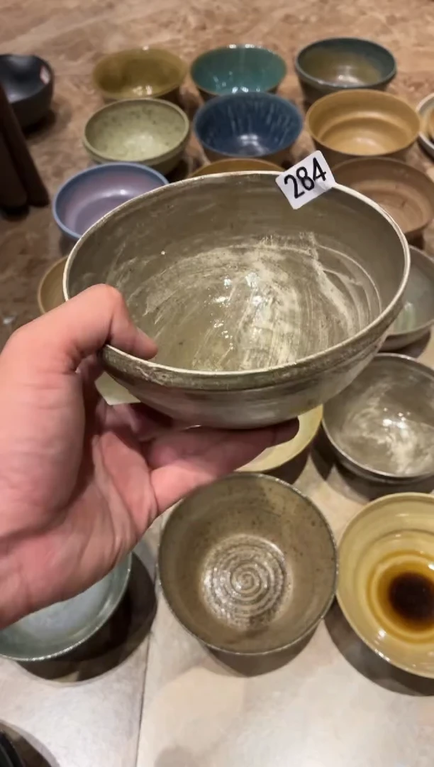 瓷片小*恩284微瑕柴烧粉引面碗1个