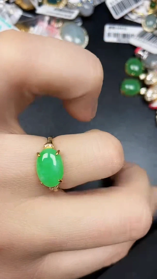 银S925镶嵌戒指翡翠3410