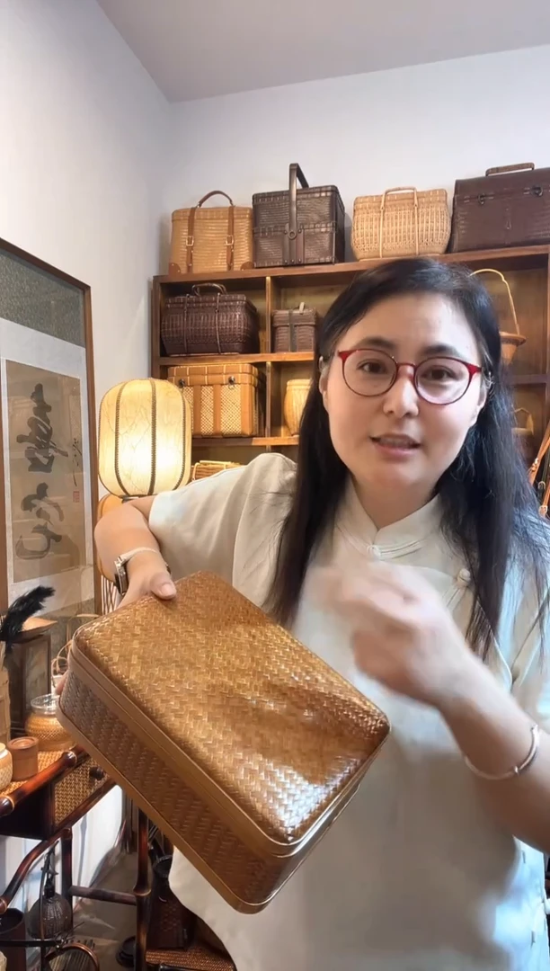 精编竹编长方形收纳盒