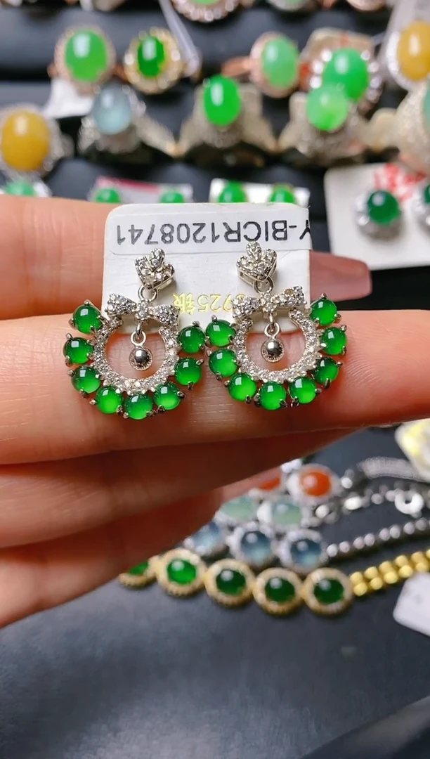 【闪购商品】翡翠戒指银S925镶嵌天然A货翡翠1