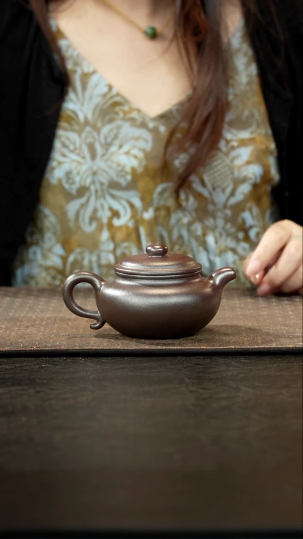 茶壶紫砂哗*柴烧底槽青仿古150cc