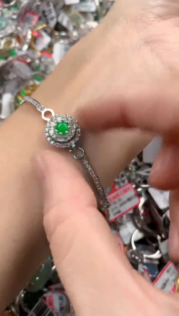 银S925镶嵌戒指翡翠444   2