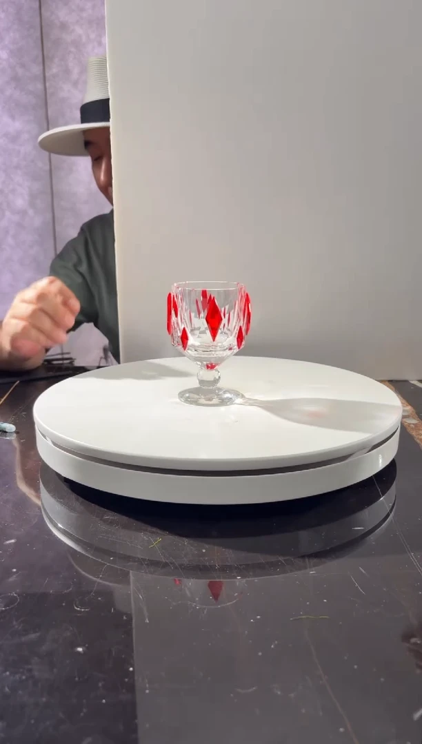 摆件红色水晶高脚果汁杯