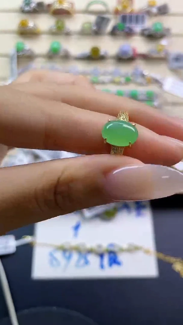 银S925镶嵌戒指翡翠翡翠 蛋面 银S925镶嵌