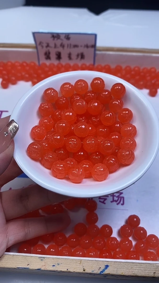 未镶嵌散珠南红玛瑙A1750 冰橘南红莲花10mm10个9.9元