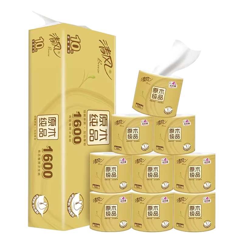 清风金装系列4层有芯卷纸160g*10卷