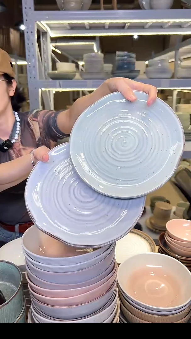 瓷55外贸尾货高温釉下彩陶瓷餐具默认微瑕