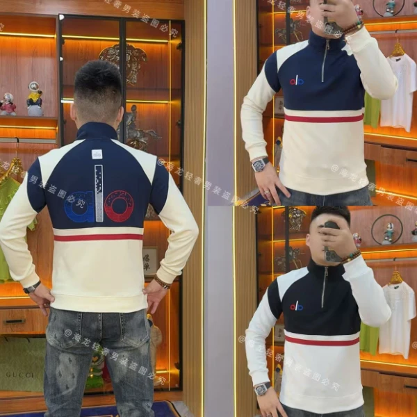 F571 秋冬拼色红蓝字母卫衣 时尚潮款秋季长袖男士高端爆款