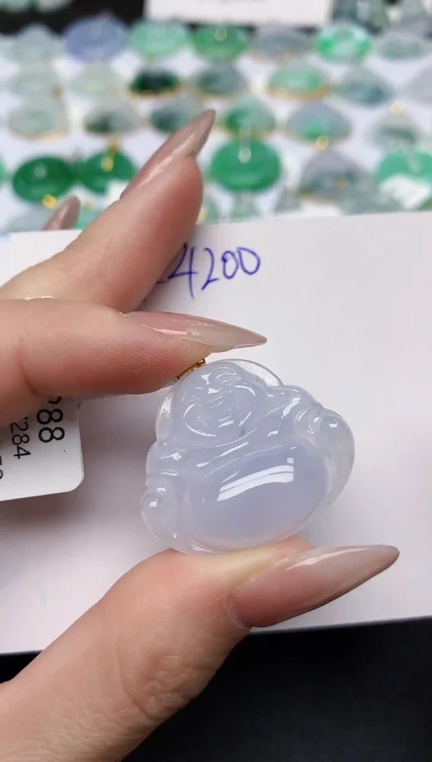 颈饰18K金镶嵌翡翠天然缅甸A货翡翠百元以上9元证书费自理