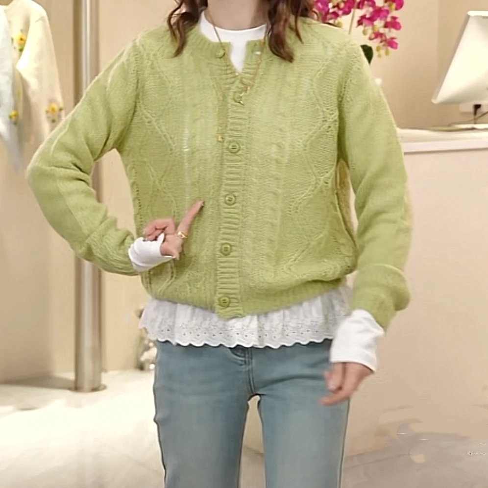 糖果色开衫毛衣2025新款新品欧若风一排扣韩系温柔慵懒风外套