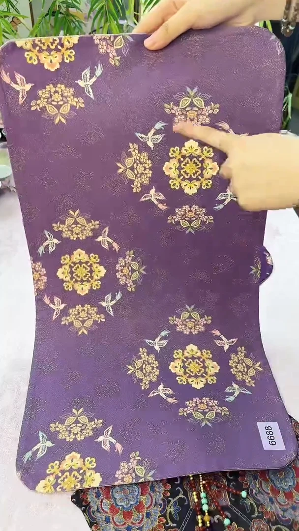 25紫色宝相花茶席双面