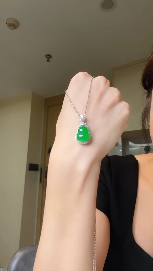 翡翠银S925镶嵌吊坠(不含链)天然翡翠吊坠