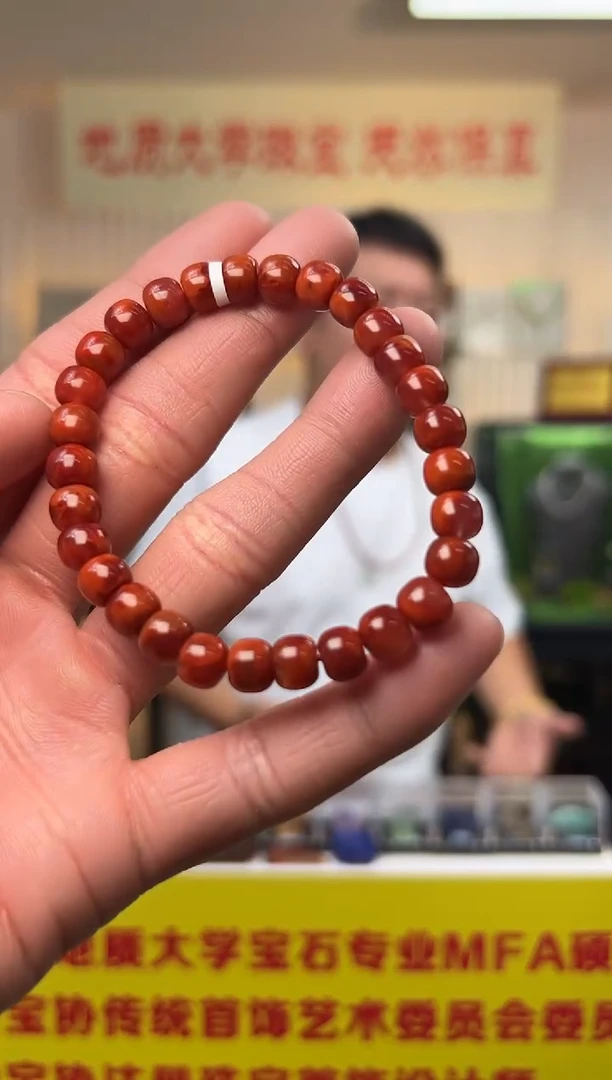 手串未镶嵌南红玛瑙南红玛瑙双色老型珠手串7.5mm