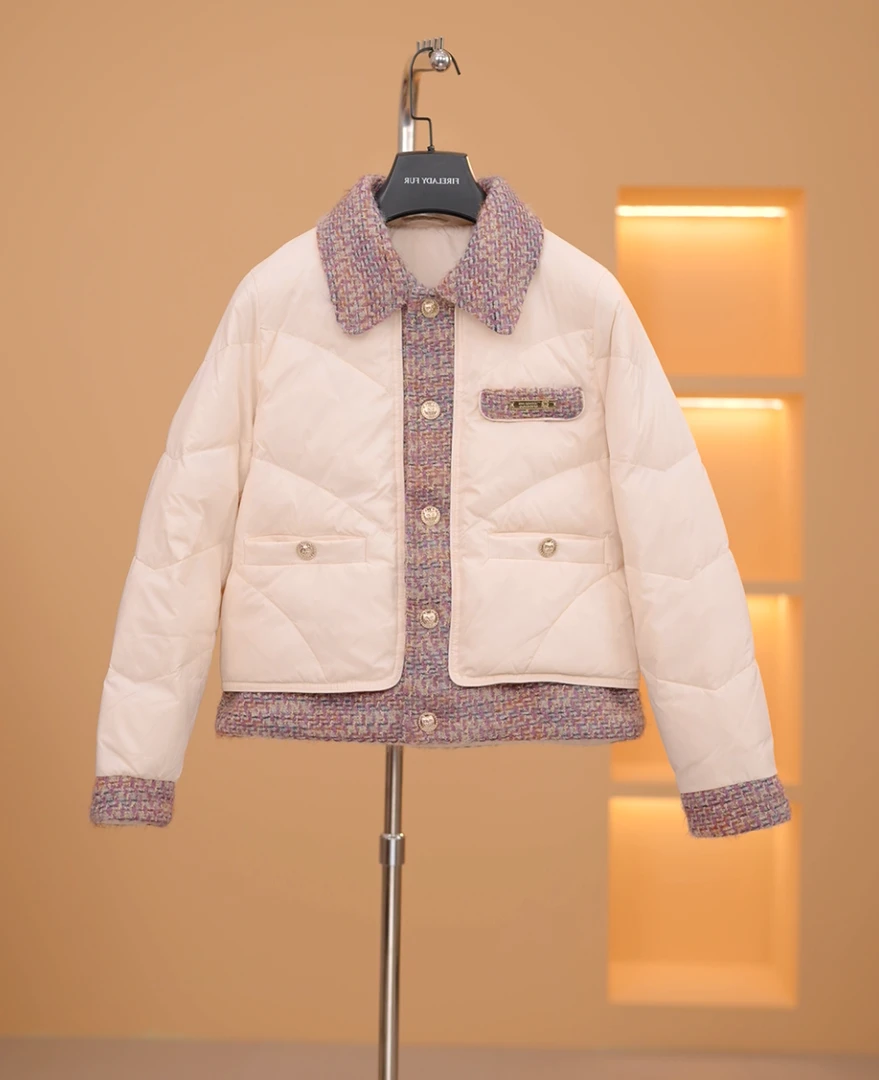 【JZ】冬季新款时尚小香风显瘦设计感百搭保暖羽绒服