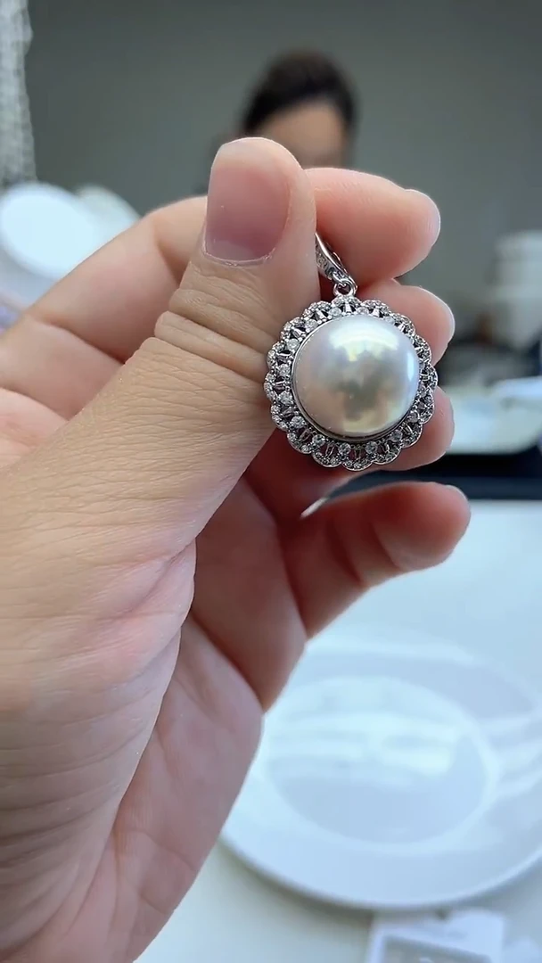 颈饰未镶嵌淡水珍珠14mm+白色系太阳花
