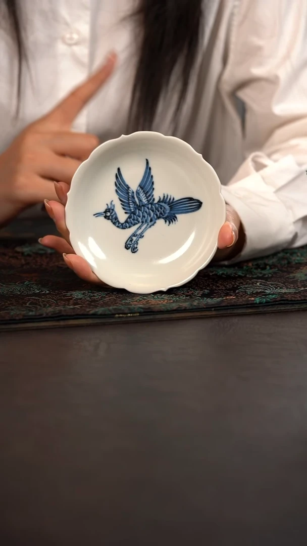 雲山敬古孔雀葵口杯垫