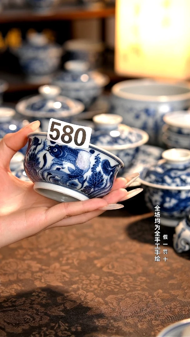 景德镇纯手工手绘柴窑福利茶具