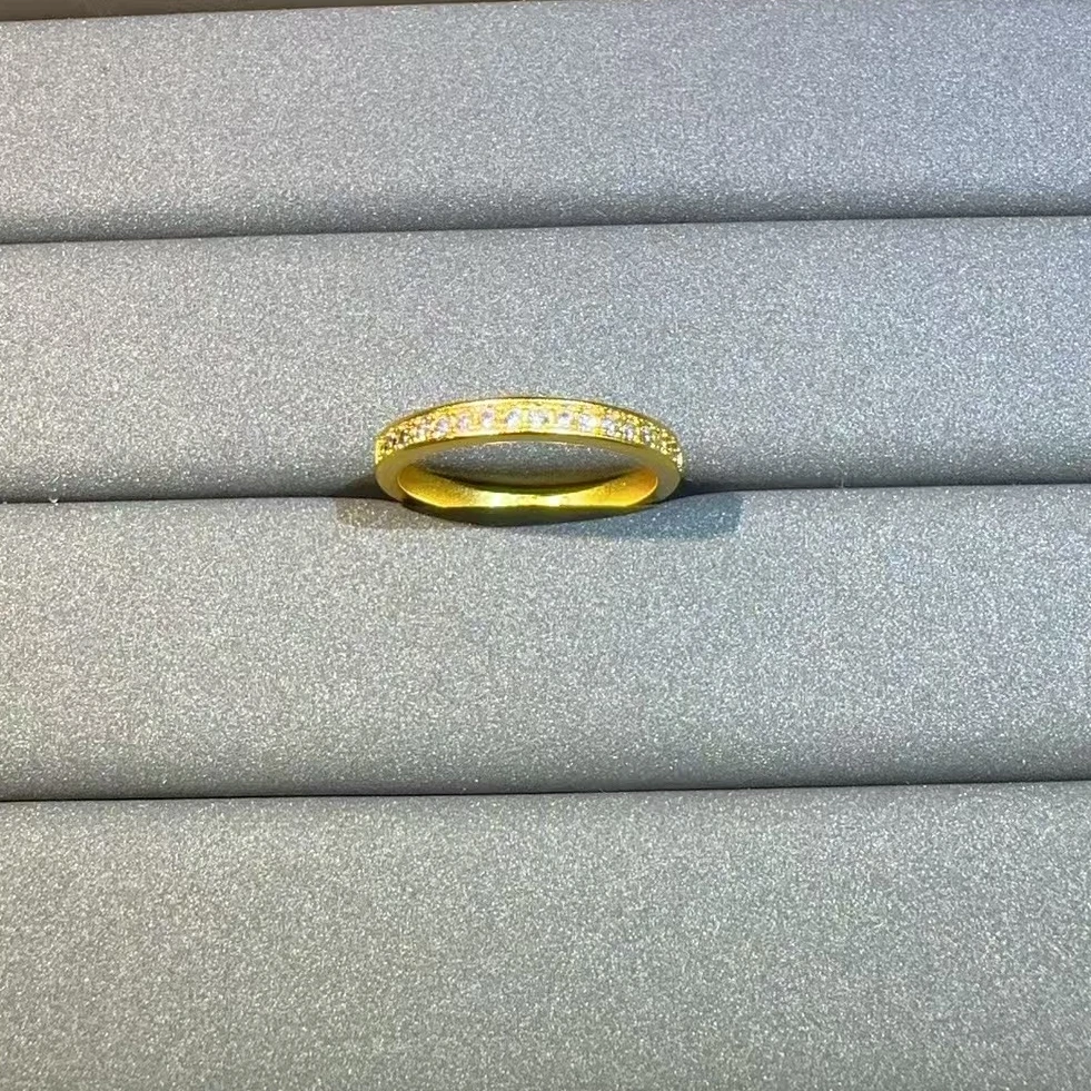 戒指 【乾诚严选】时尚百搭闭口黄拖半镶排戒-W16