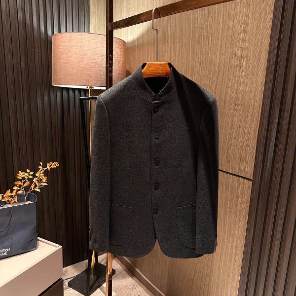 【经典国粹 新中式】秋冬新款男士高品质立领中山领羊毛混纺中山装