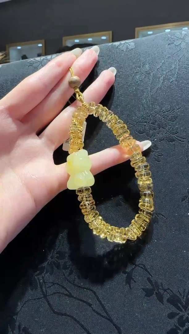 【闪购商品】黄晶手机链未镶嵌黄水晶蜜蜡小熊手机链