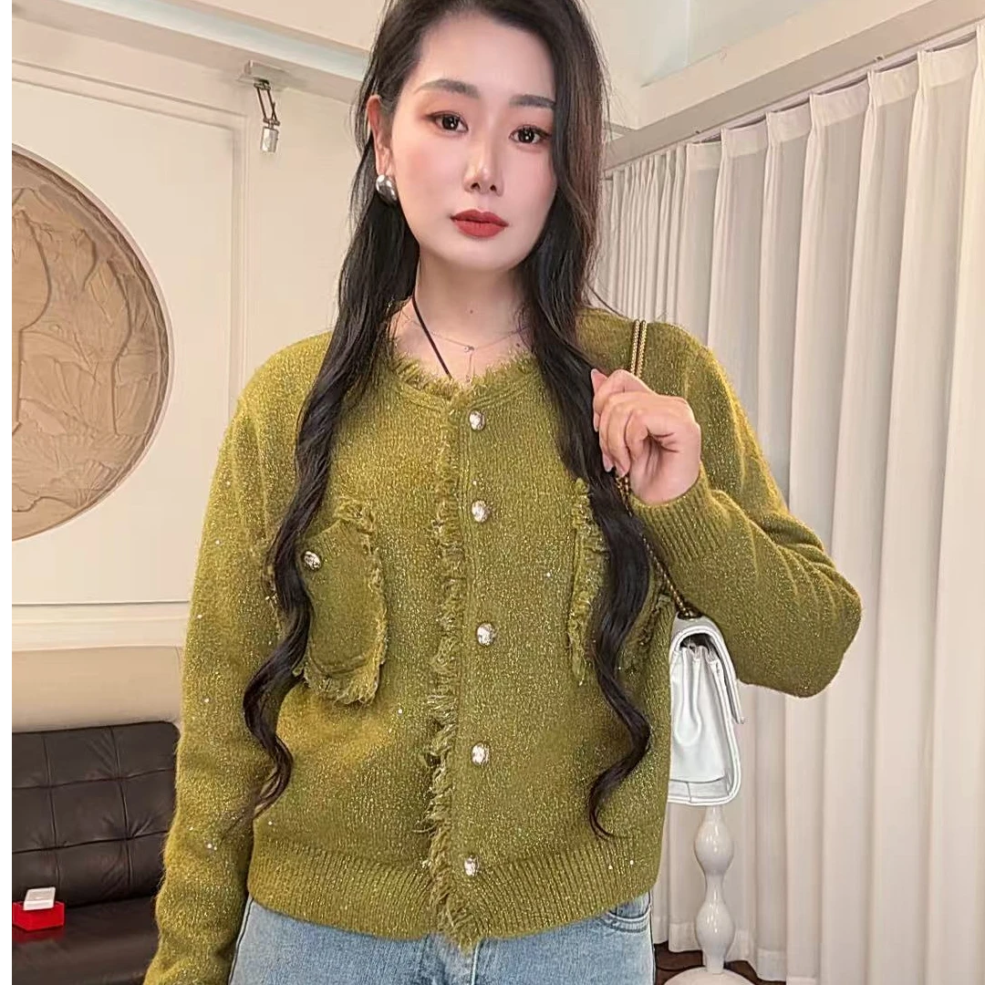 09秋冬流苏网红小香风圆领时尚款厚款韩版加厚气质纯色百搭针织衫