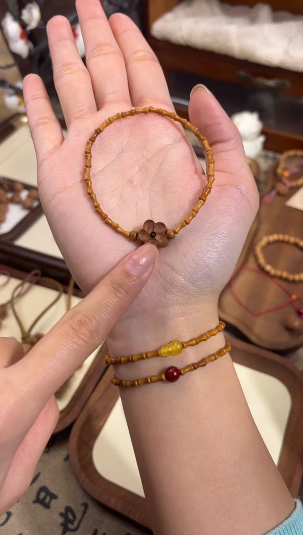 手串桃核【桃缘行】竹节「小桃花」桃木桃核辟、挡、驱、护 备注手围