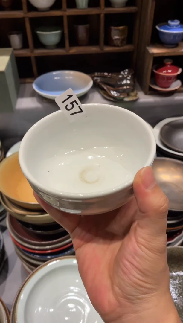 瓷片八**露157白麻点米饭碗1个