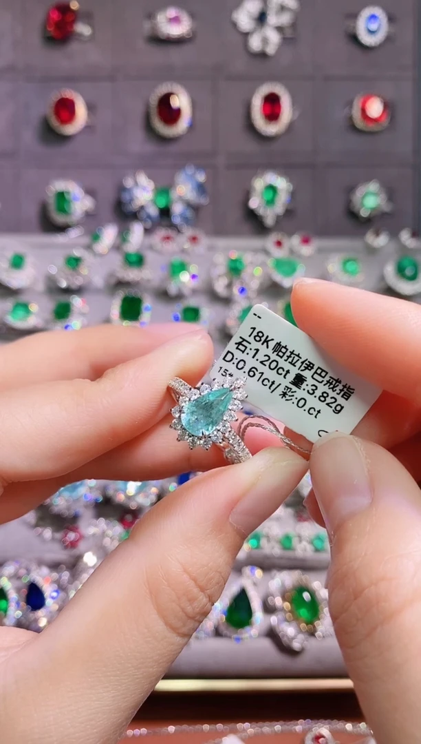 【闪购商品】帕拉依巴碧玺18K金戒指18K金镶嵌--