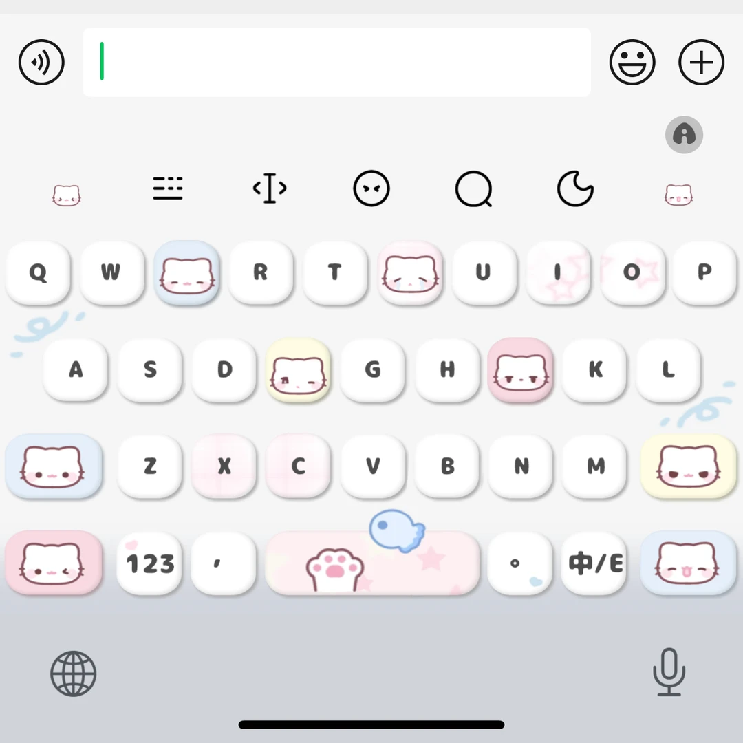 小猫爱吃鱼/ios苹果安卓百度输入法皮肤键盘白肚皮双系统双色