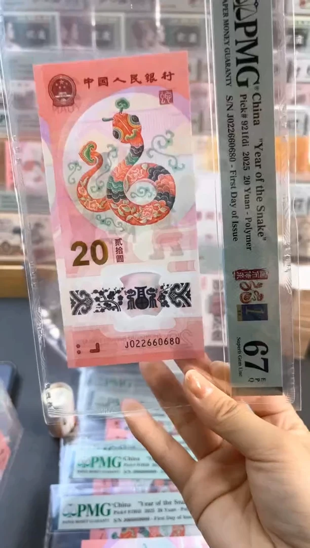 塑料蛇钞首日标全偶PMG67分尾680