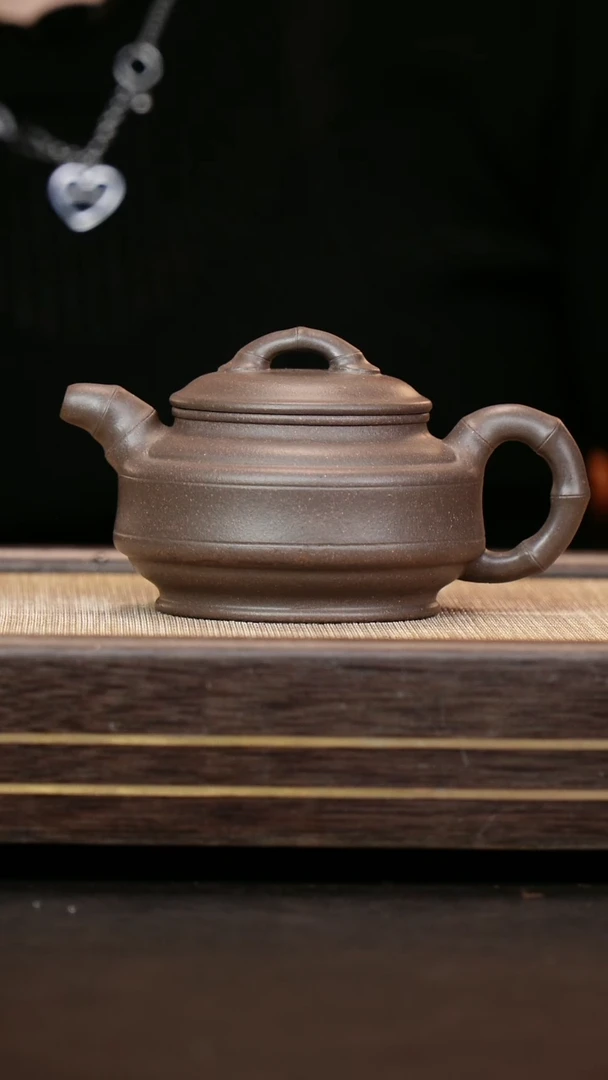茶壶紫砂天青泥  双线竹鼓壶  福利