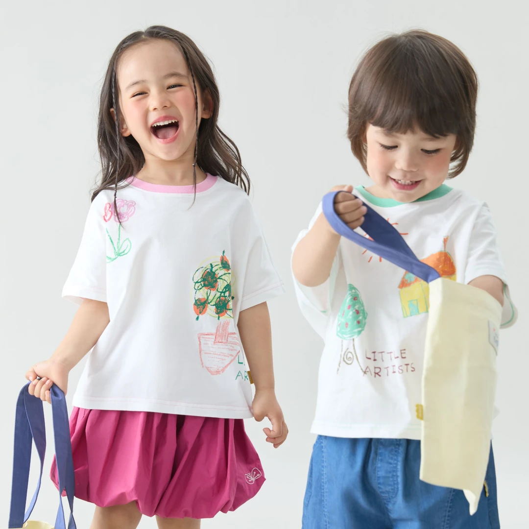 【小小艺术家】papa爬爬夏季男女宝宝印花T恤儿童纯棉短