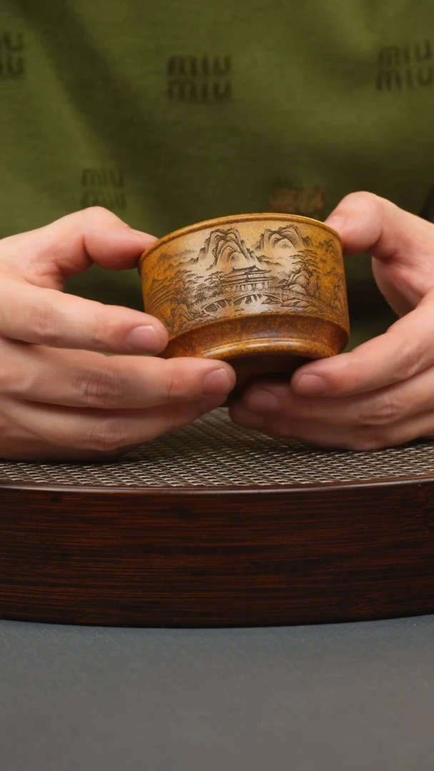 【闪购商品】紫砂茶壶龙骨金砂 山水杯