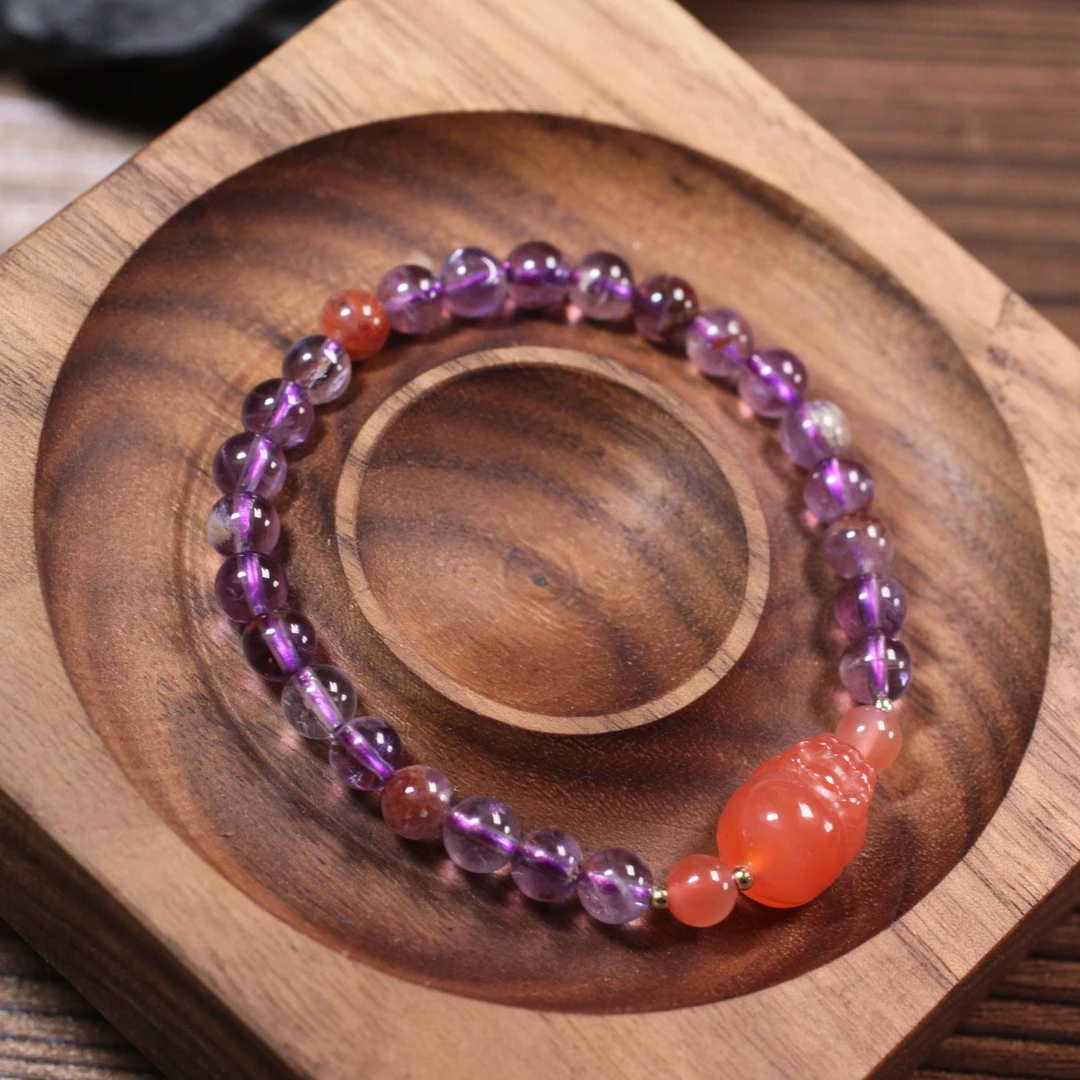 紫幽灵玛瑙貔貅手串5-6m   JYDM24010830