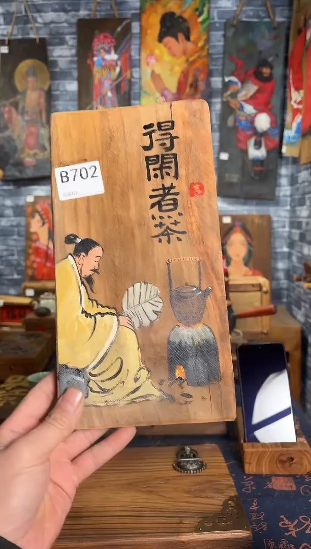 风化老门板丙烯画