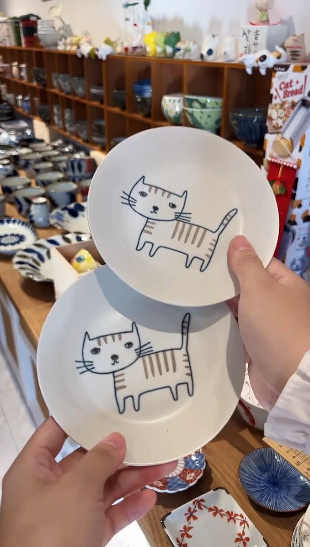 瓷片福利 2个猫之趣小盘（散步）