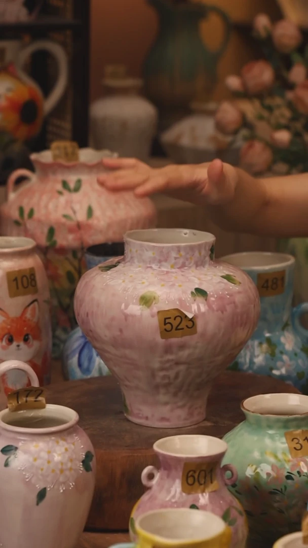 陶瓷523景德镇设计师手作花器摆件侘寂风