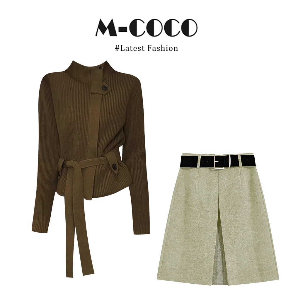 韩系复古设计感立领收腰外套搭高级简约半身裙气质套装