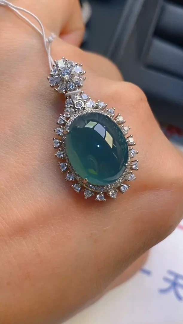 【闪购商品】翡翠耳饰银S925镶嵌天然A货翡翠1