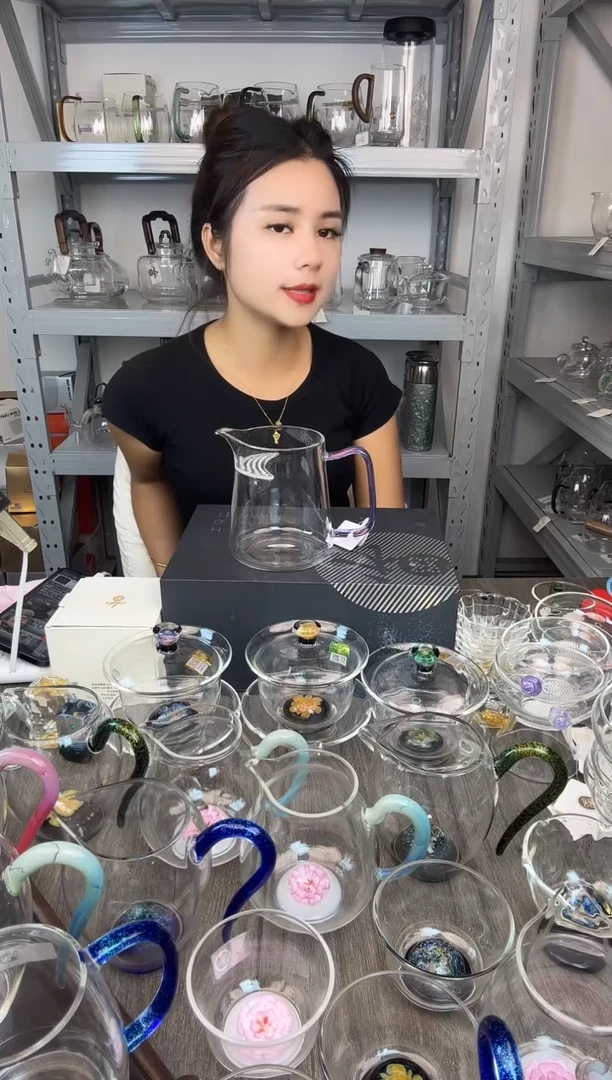 手工艺品玻璃风谜 新月茶器紫罗兰