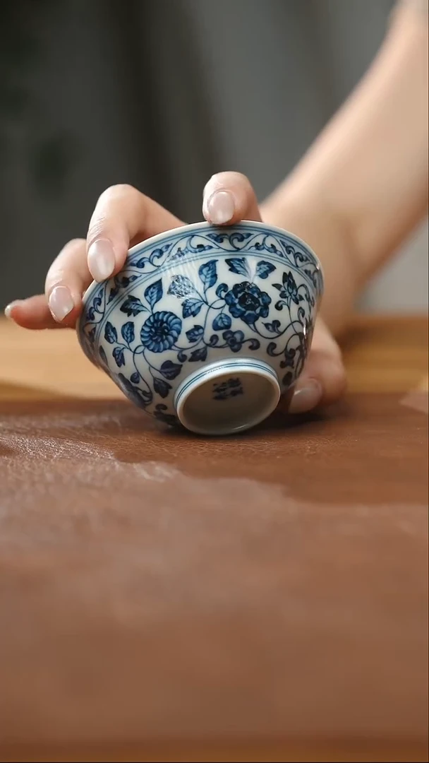 杯子十二花卉撇口杯75cc