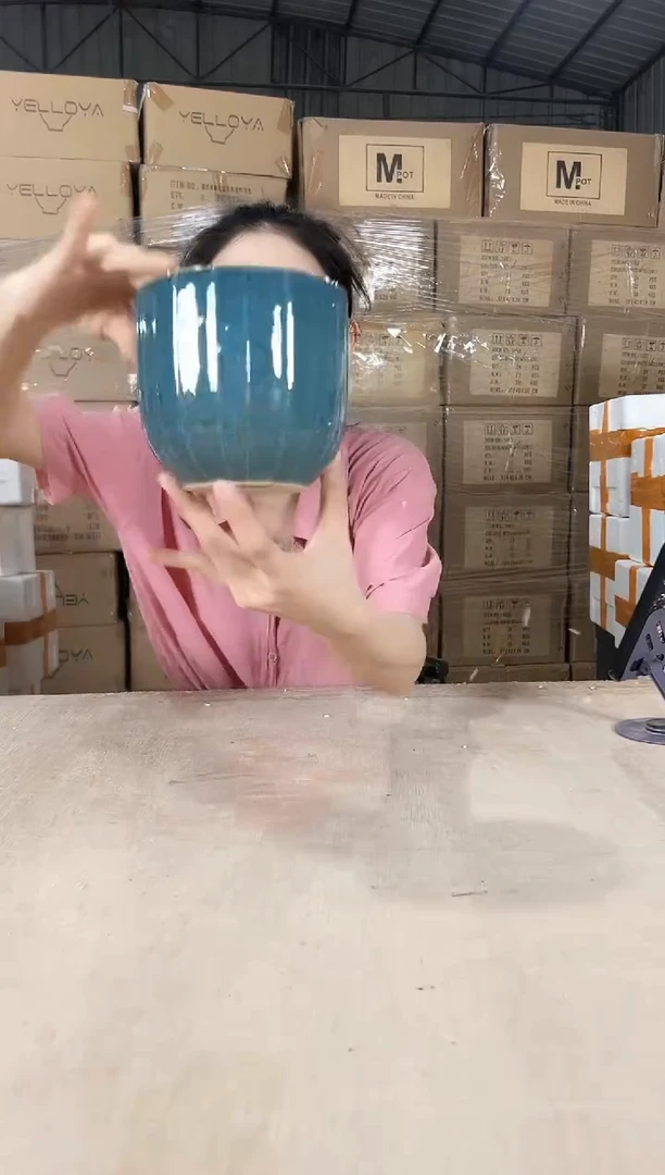 款条纹蓝花釉小号13x12