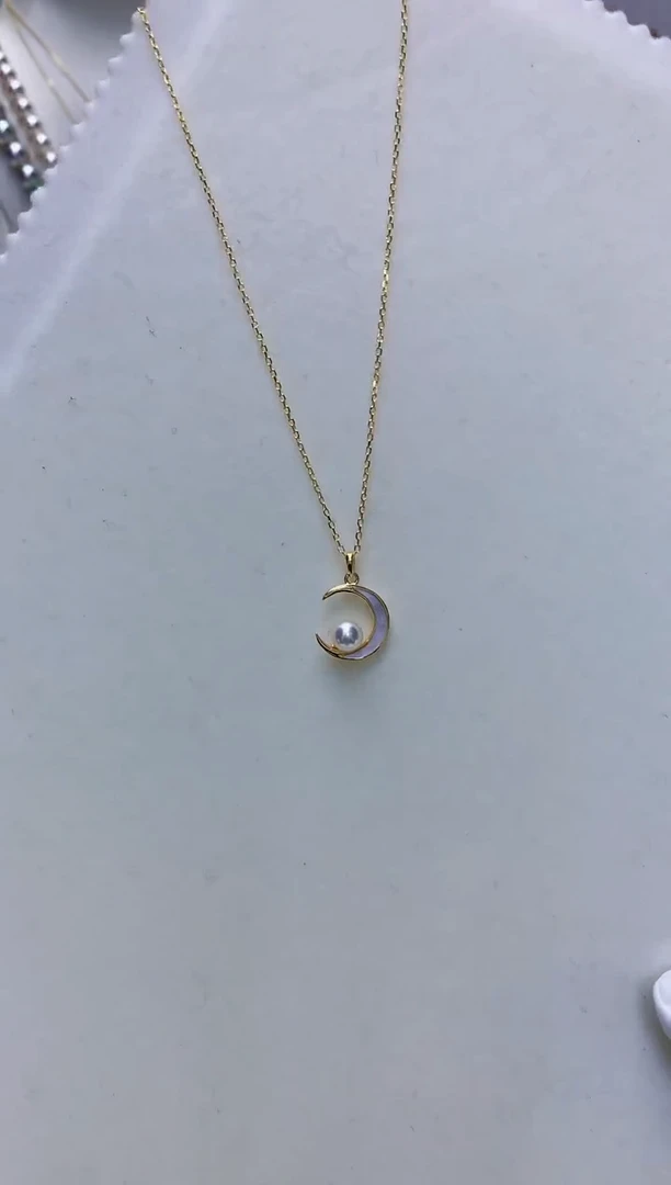 【闪购商品】海水珍珠饰品银S925镶嵌月亮套链