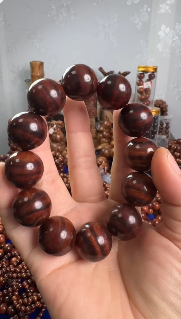 手串/手链黄花梨/降香黄檀正宗臻品2.0规格大黑线虎皮纹海黄手串