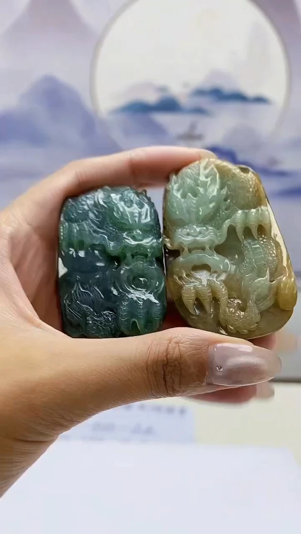 定制翡翠未镶嵌5145MM-毛货两件挂件67