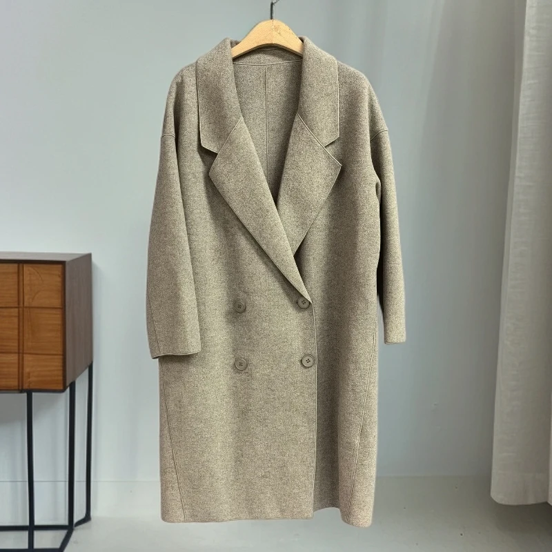 中长款毛呢外套西装领赫本风春秋设计师秋冬款气质大衣WT321